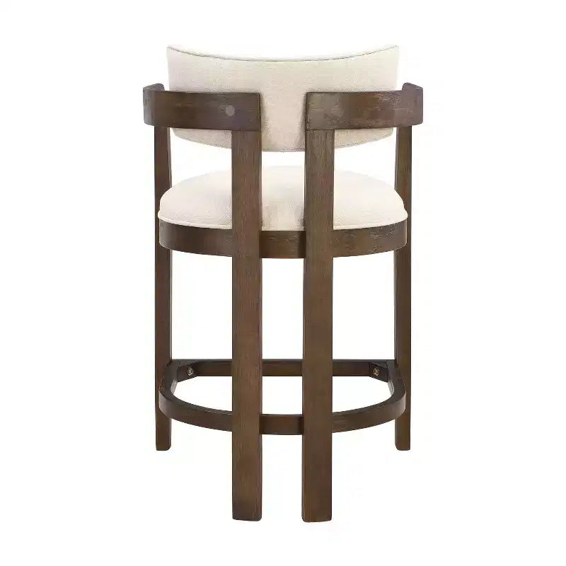 Lot de 2 tabourets de bar rembourrés Christopher Knight Home Ethan en bois d'hévéa, hauteur comptoir, 66 cm, noyer