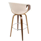 Lot de 2 tabourets de bar modernes mi-siècle Curvini Noyer/Crème - LumiSource : pivotants, dossier rembourré, structure en bois