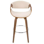 Lot de 2 tabourets de bar modernes mi-siècle Curvini Noyer/Crème - LumiSource : pivotants, dossier rembourré, structure en bois