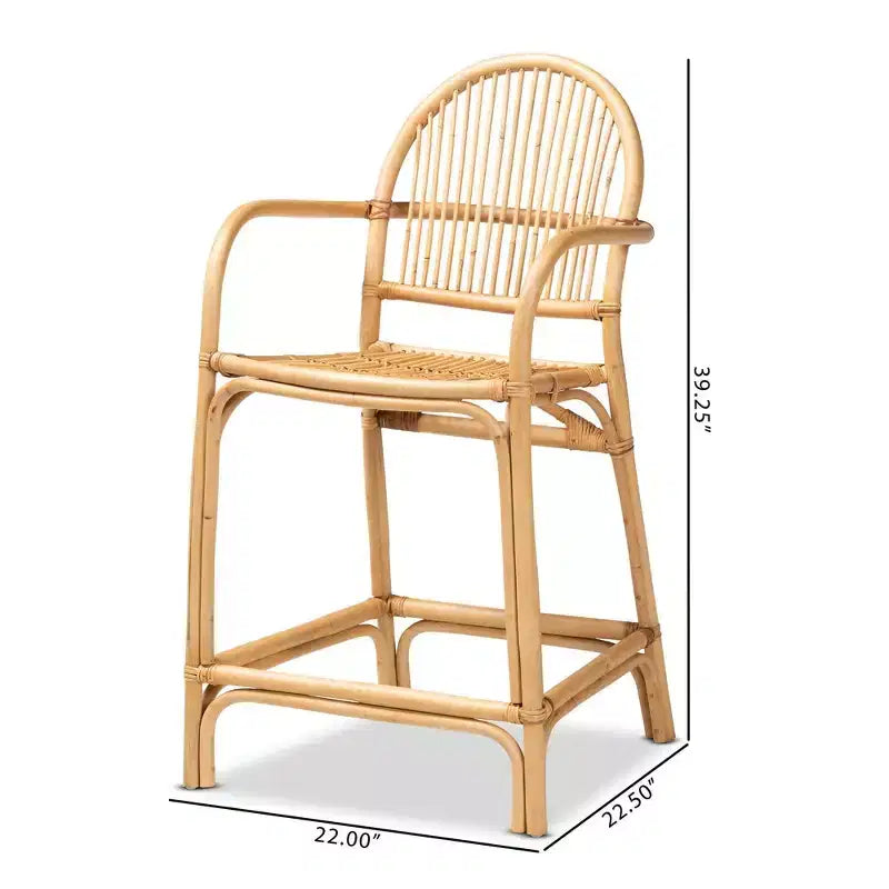 Tabouret de bar hauteur comptoir en rotin Tugera Naturel/Marron - bali & pari : Fait main, aucun assemblage requis