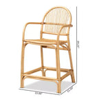 Tabouret de bar hauteur comptoir en rotin Tugera Naturel/Marron - bali & pari : Fait main, aucun assemblage requis