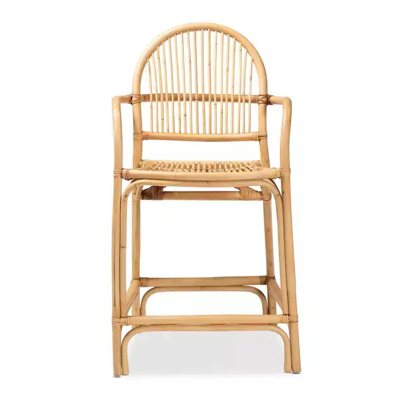 Tabouret de bar hauteur comptoir en rotin Tugera Naturel/Marron - bali & pari : Fait main, aucun assemblage requis