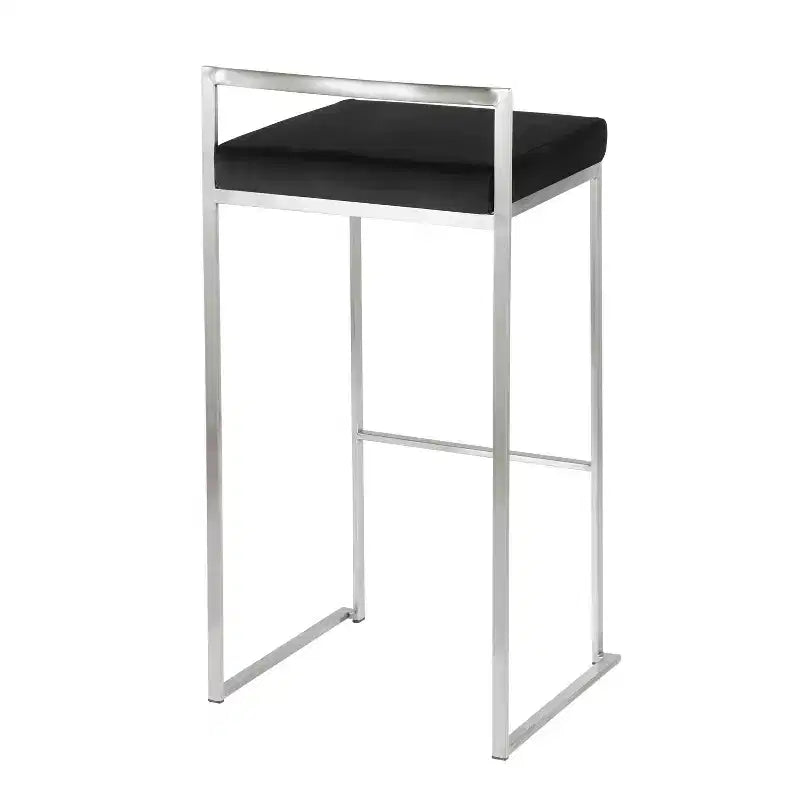 Lot de 3 tabourets de bar empilables LumiSource Fuji, acier inoxydable/velours noir
