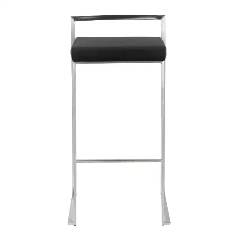 Lot de 3 tabourets de bar empilables LumiSource Fuji, acier inoxydable/velours noir