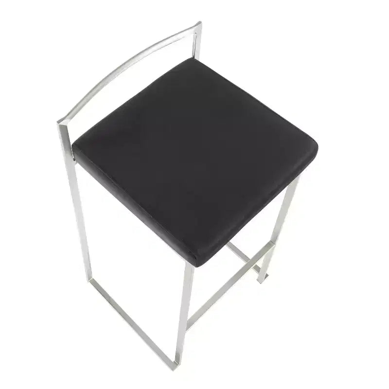 Lot de 3 tabourets de bar empilables LumiSource Fuji, acier inoxydable/velours noir