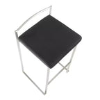 Lot de 3 tabourets de bar empilables LumiSource Fuji, acier inoxydable/velours noir