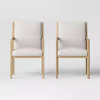 Chaise de salle à manger Esters Wood Arm Crème/Bois naturel - Threshold™