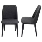 Set of 2 Tintori Mid Century Modern Dining Chair Black - LumiSource: Upholstered, Wood Legs, Comfort Style