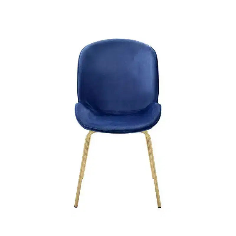 Lot de 2 chaises de salle à manger Chuchip 19" en velours/doré bleu - Acme Furniture : dossier haut moderne, piètement piédestal en métal, plateau miroir