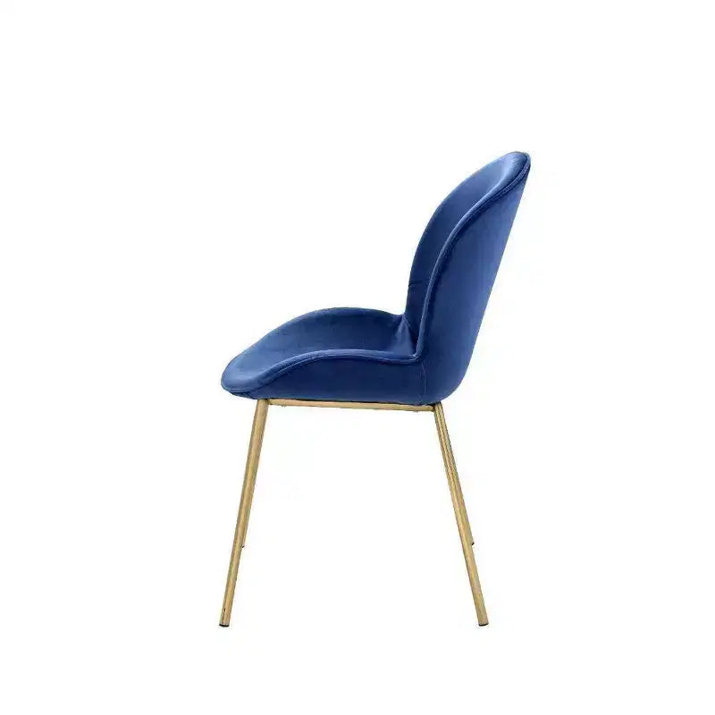 Lot de 2 chaises de salle à manger Chuchip 19" en velours/doré bleu - Acme Furniture : dossier haut moderne, piètement piédestal en métal, plateau miroir