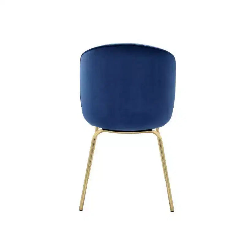 Lot de 2 chaises de salle à manger Chuchip 19" en velours/doré bleu - Acme Furniture : dossier haut moderne, piètement piédestal en métal, plateau miroir