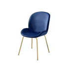 Lot de 2 chaises de salle à manger Chuchip 19" en velours/doré bleu - Acme Furniture : dossier haut moderne, piètement piédestal en métal, plateau miroir