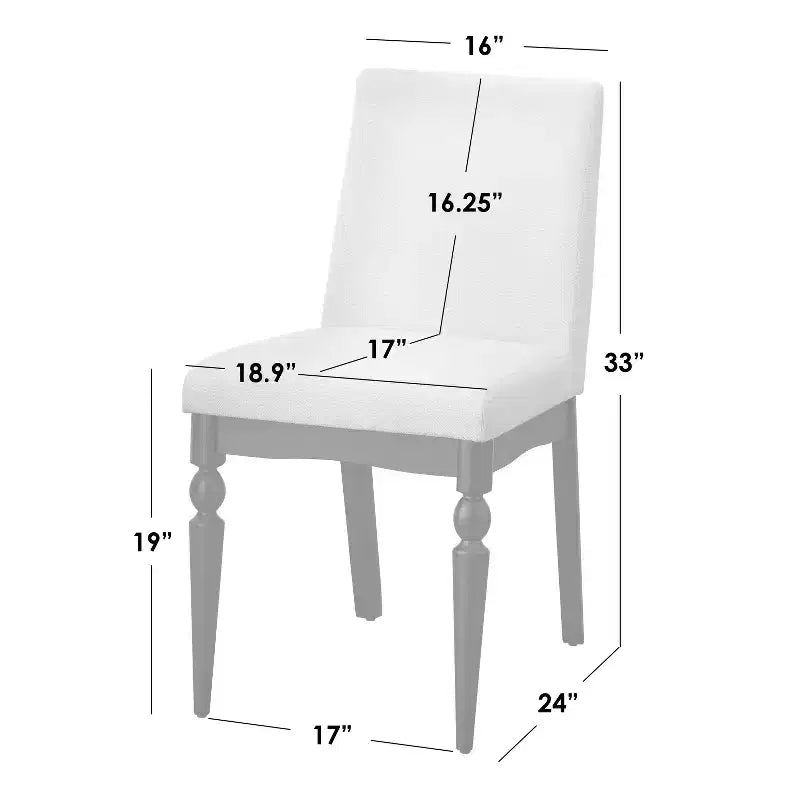 Lifestorey Lot de 2 chaises de salle à manger tapissées Bertona avec pieds tournés Beige/Noir