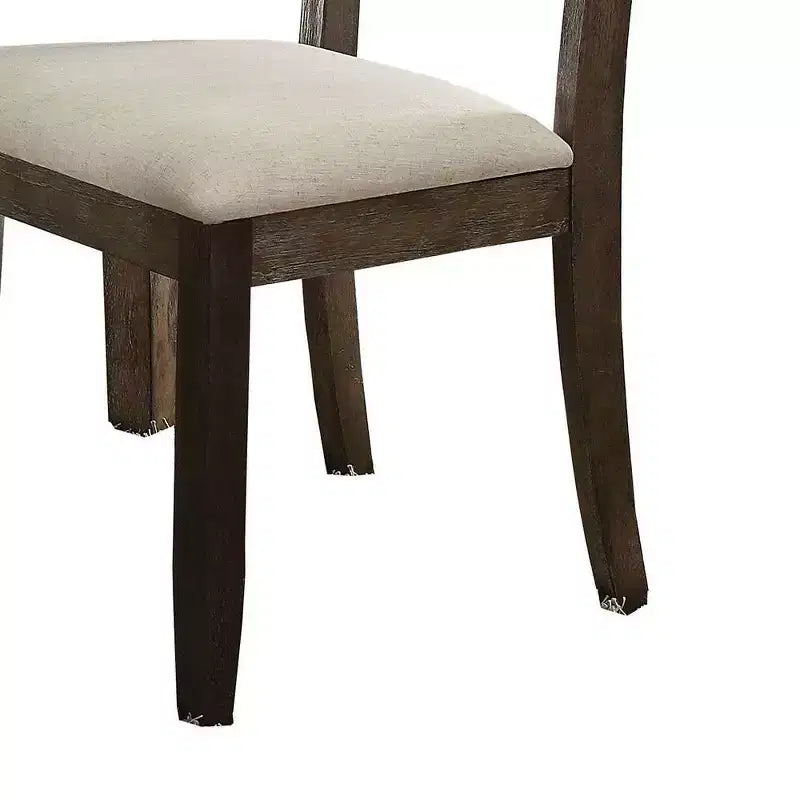 Lot de 2 chaises de salle à manger Claudia 26 po Acme Furniture lin beige/marron vieilli : dossier en X rembourré, sans accoudoirs