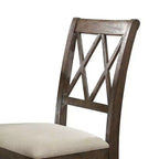 Lot de 2 chaises de salle à manger Claudia 26 po Acme Furniture lin beige/marron vieilli : dossier en X rembourré, sans accoudoirs