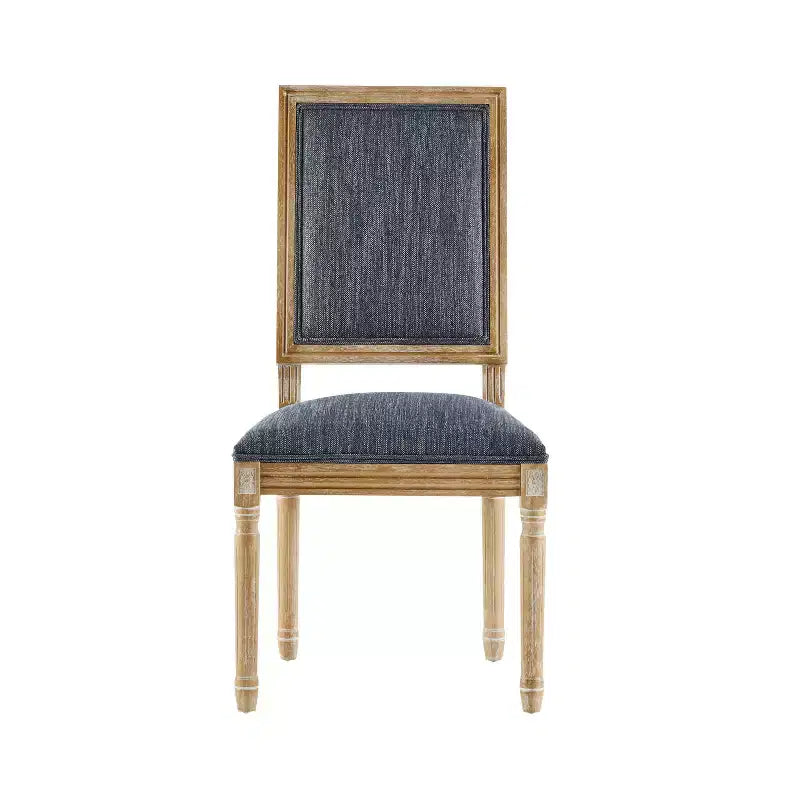 Christopher Knight Home Ensemble de 2 chaises de salle à manger Bennett en bois d'hévéa et tissu, style campagne française, gris-bleu
