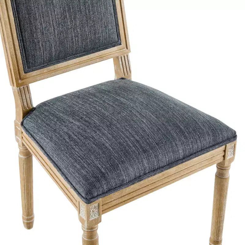 Christopher Knight Home Ensemble de 2 chaises de salle à manger Bennett en bois d'hévéa et tissu, style campagne française, gris-bleu
