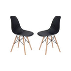 Lot de 2 chaises de salle à manger Allan en plastique avec pieds en bois Noir - Teamson Home : Style moderne, capacité 150 kg