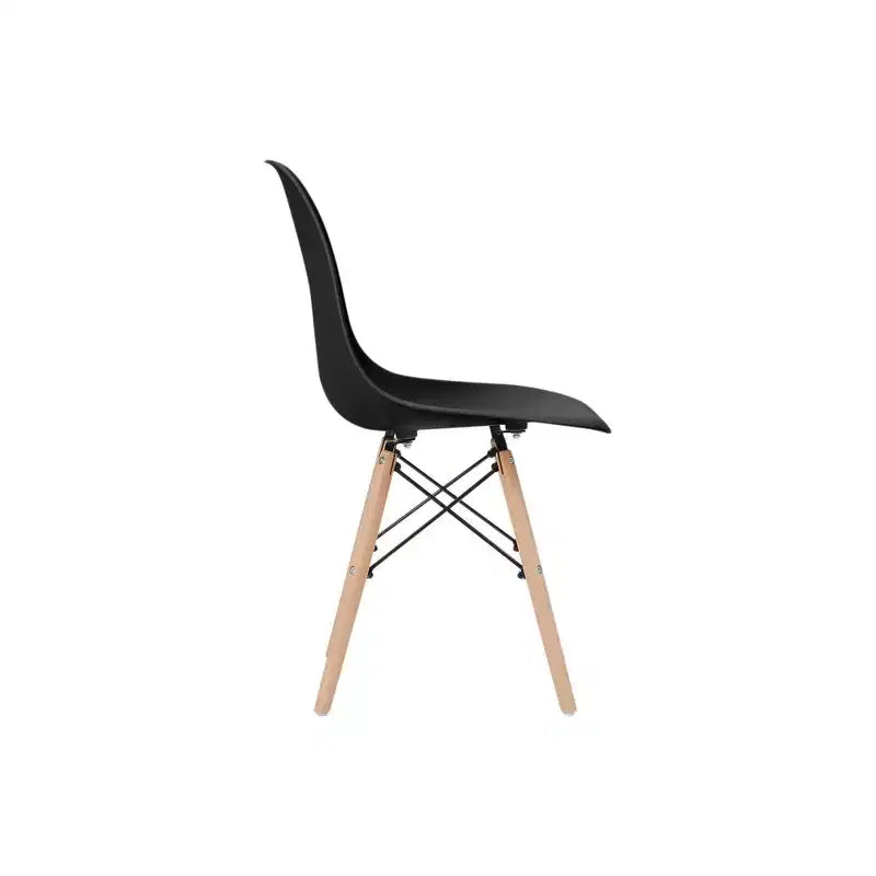 Lot de 2 chaises de salle à manger Allan en plastique avec pieds en bois Noir - Teamson Home : Style moderne, capacité 150 kg