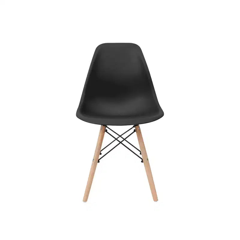 Lot de 2 chaises de salle à manger Allan en plastique avec pieds en bois Noir - Teamson Home : Style moderne, capacité 150 kg