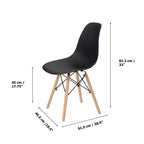 Lot de 2 chaises de salle à manger Allan en plastique avec pieds en bois Noir - Teamson Home : Style moderne, capacité 150 kg
