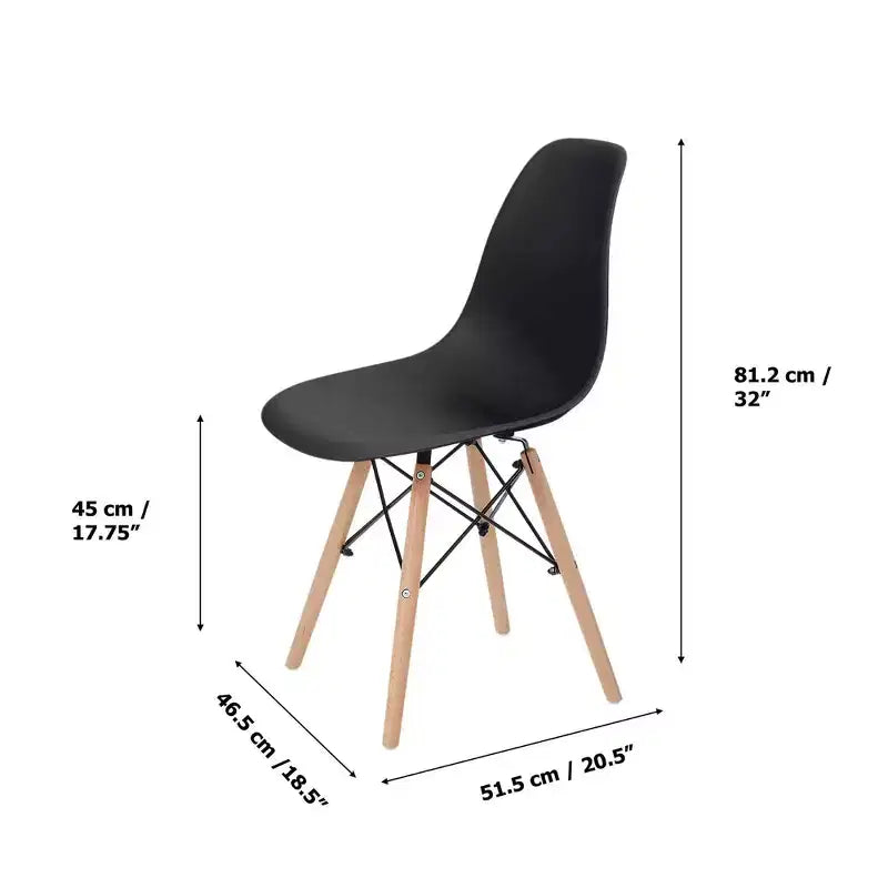 Lot de 2 chaises de salle à manger Allan en plastique avec pieds en bois Noir - Teamson Home : Style moderne, capacité 150 kg
