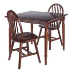 3pc Mornay Dining Table Set Walnut - Winsome: Solid Wood, Farmhouse Style, 2 Windsor Chairs