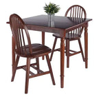 Ensemble de salle à manger 3 pièces Mornay Noyer - Winsome : Bois massif, style rustique, 2 chaises Windsor
