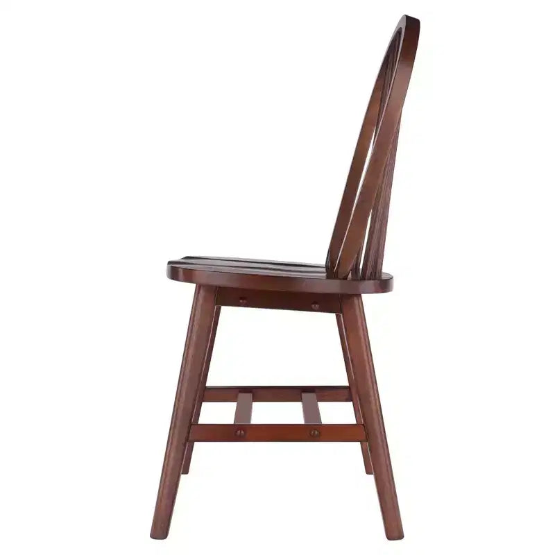 Ensemble de salle à manger 3 pièces Mornay Noyer - Winsome : Bois massif, style rustique, 2 chaises Windsor
