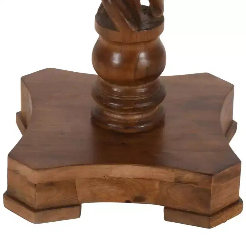 Table à manger ronde Urban Port 30", fabriquée à la main en bois de manguier, piédestal torsadé artisanal, finition noyer brun