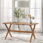 Lifestorey Ensemble de salle à manger 6 pièces Baywood en bois massif style milieu de siècle Chêne clair/Beige