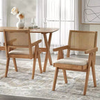 Lifestorey Ensemble de salle à manger 6 pièces Baywood en bois massif style milieu de siècle Chêne clair/Beige