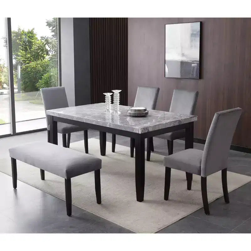 Table de salle à manger Napoli avec plateau en marbre gris - Steve Silver Co.