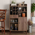 Mini-bar autoportant Elmora de style Mid-Century Noyer vieilli - miBasics