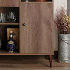 Mini-bar autoportant Elmora de style Mid-Century Noyer vieilli - miBasics