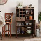 Mini-bar autoportant Elmora de style Mid-Century Noyer vieilli - miBasics