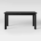 Table de salle à manger extensible moderne Bombelli noire - Threshold™ : bois d'hévéa, piètement à 4 pieds, 6 places