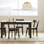 Table de salle à manger extensible moderne Bombelli noire - Threshold™ : bois d'hévéa, piètement à 4 pieds, 6 places