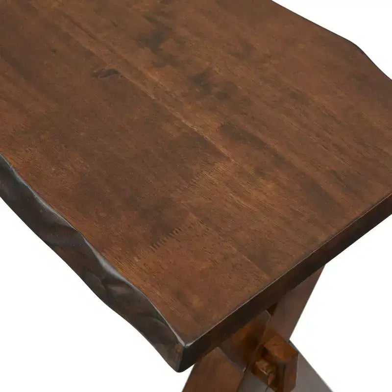 Ensemble de salle à manger Buylateral Mandeville 6 pièces en bois massif à bords bruts avec banc, marron : bois d'hévéa, chaises à dossier ajouré