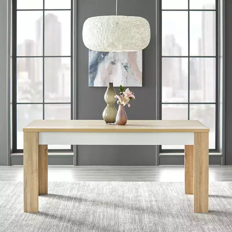 Ensemble de salle à manger moderne 7 pièces Ericson de Buylateral, naturel/blanc : style contemporain, table rectangulaire, 6 chaises