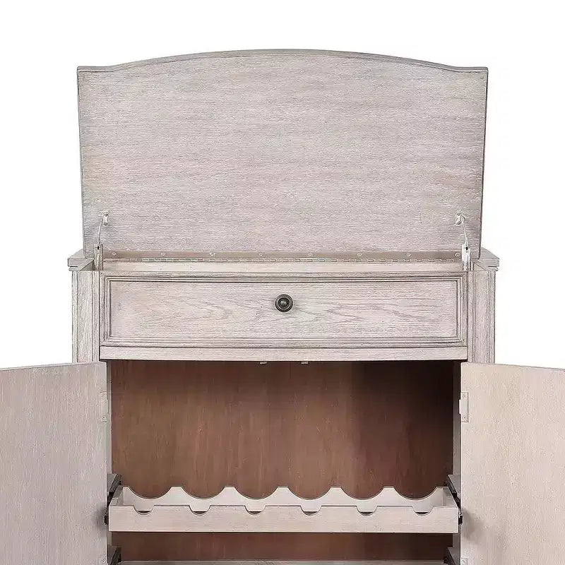 Meuble bar Wynsor d'Acme Furniture, finition blanc cassé vieilli
