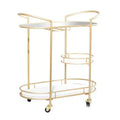Contemporary Iron Bar Cart Gold - Olivia & May: Elegant 3-Tier Rolling Storage, Indoor Use