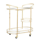 Desserte de bar contemporaine en fer doré - Olivia & May : Élégant chariot de rangement roulant à 3 niveaux, utilisation intérieure