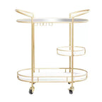 Desserte de bar contemporaine en fer doré - Olivia & May : Élégant chariot de rangement roulant à 3 niveaux, utilisation intérieure