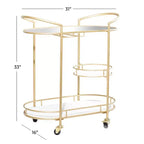 Desserte de bar contemporaine en fer doré - Olivia & May : Élégant chariot de rangement roulant à 3 niveaux, utilisation intérieure