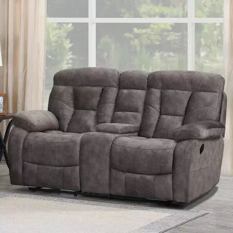 Causeuse rembourrée Bogata Mushroom - Steve Silver Co. : Fauteuil inclinable en flanelle, Structure en fer, Canapé 2 places