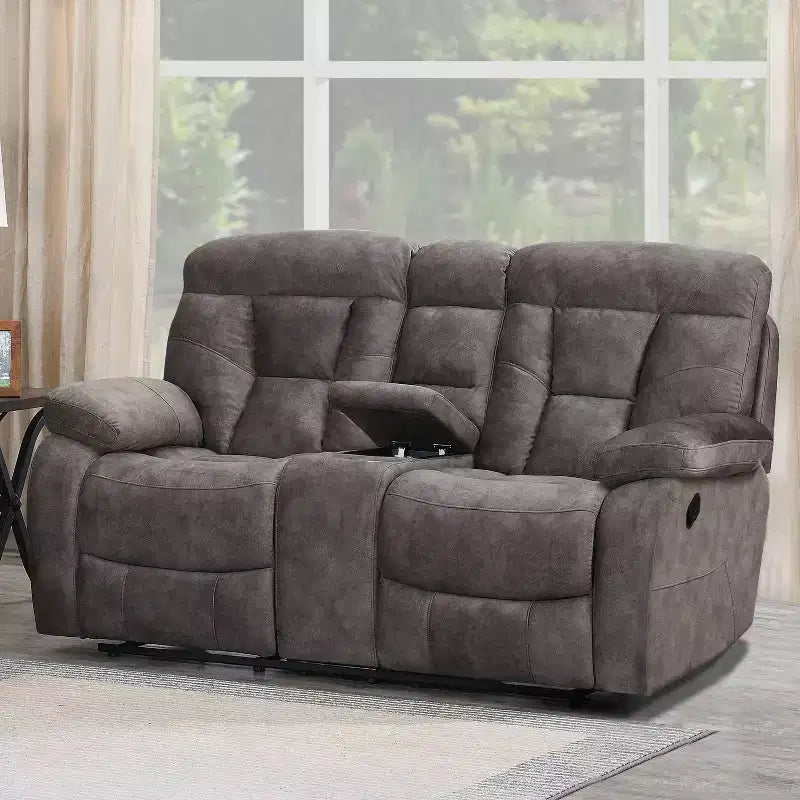 Causeuse rembourrée Bogata Mushroom - Steve Silver Co. : Fauteuil inclinable en flanelle, Structure en fer, Canapé 2 places