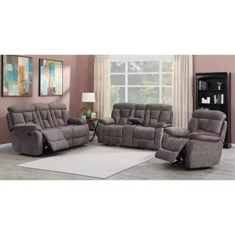 Causeuse rembourrée Bogata Mushroom - Steve Silver Co. : Fauteuil inclinable en flanelle, Structure en fer, Canapé 2 places