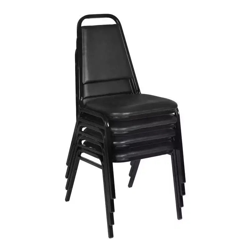 4pk Dining Cushioned Restaurant Stackable Chairs Black - Regency: Vinyl Upholstery, Metal Frame, No Assembly Required