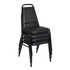 4pk Dining Cushioned Restaurant Stackable Chairs Black - Regency: Vinyl Upholstery, Metal Frame, No Assembly Required